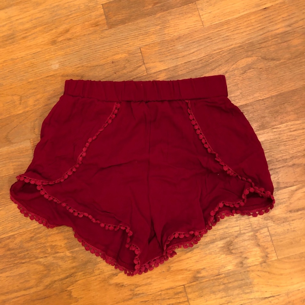 Red flowy shorts